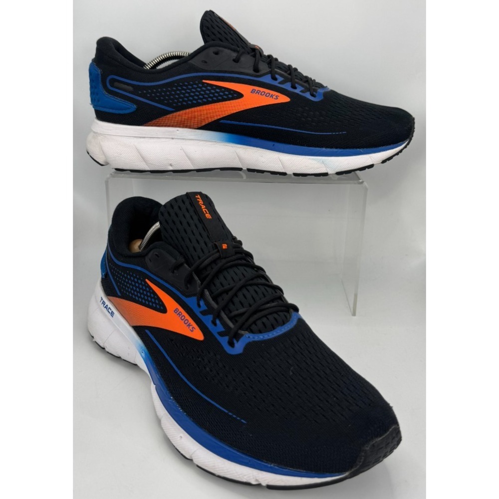 Brooks Trace Running Shoes Black Blue Orange Men's Size 9.5 110388-1D-035